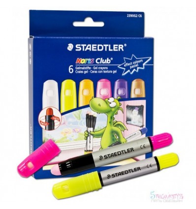 Набор гелевых мелков в пластиковом корпусе, выкручивающиеся, STAEDTLER Noris Club, 6 пастельных цветов