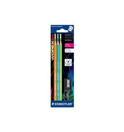 Набор чернографитных карандашей STAEDTLER WOPEX180, НВ, 3шт., ластик, точилка в упак