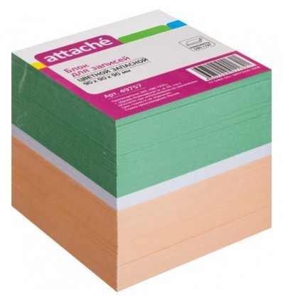 Блок-кубик разноцветный Attache запасной, 9х9х9