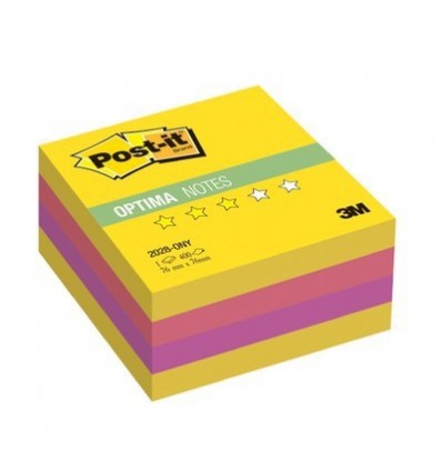 Куб с клейким краем Post-it OPTIMA 76х76 мм, лето, 4 цвета, 400 листов