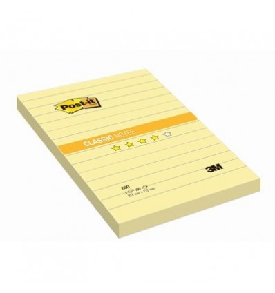 Бумага для заметок Post-it Classic 102х152мм, в линейку желтая, 100 листов