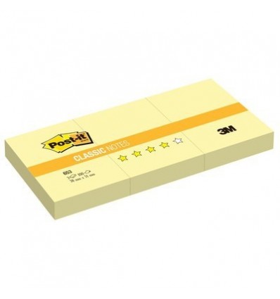Бумага для заметок Post-it Classic 38х51мм, желтая пастель, 3 блокнота по 100 листов