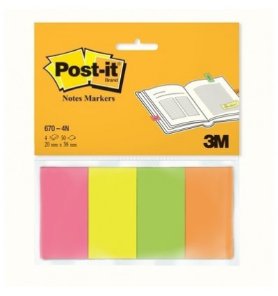 Клейкие закладки бумажные Post-it Professional 20х38мм, 4 цвета по 50 листочка