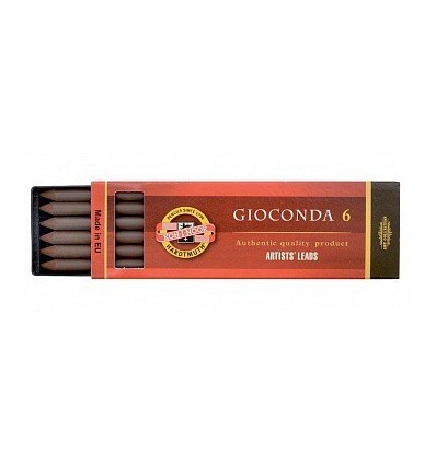 Сепия для цангового карандаша KOH-I-NOOR Gioconda 4377, коричневая, 5,6 мм, 6 шт./уп