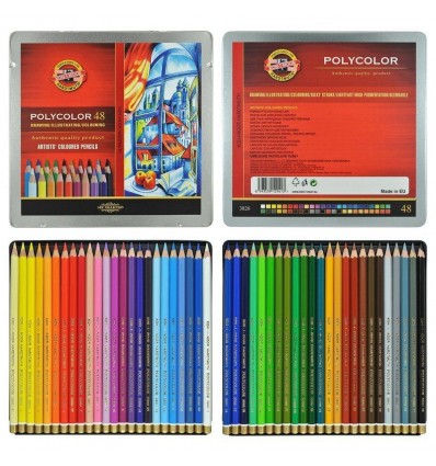 Карандаши цветные Koh-i-Noor Polycolor 3826, металлическая коробка, 48 цветов
