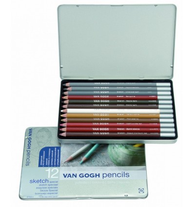 Набор карандашей VAN GOGH sketch для эскизов и скетчей, 12 карандашей в метал. коробке