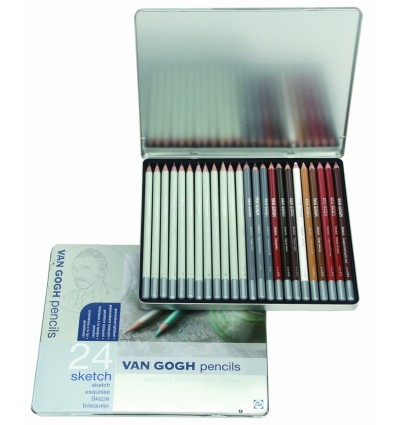 Набор карандашей VAN GOGH sketch для эскизов и скетчей, 24 карандаша в метал. коробке