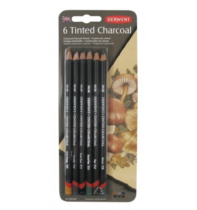 Набор угольных цветных карандашей DERWENT TINTED CHARCOAL, 6 карандашей в блистере 