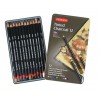 Набор угольных цветных карандашей DERWENT TINTED CHARCOAL, 12 карандашей в металлическом пенале 