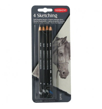 Набор чернографитных карандашей Derwent SKETCHING, 4 карандаша в блистере