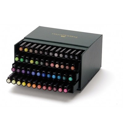 Капиллярные ручки-кисти FABER-CASTELL Pitt Pen brush, 48 цветов, в студийной (кожзам.) коробке