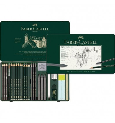 Набор графитовых карандашей FABER-CASTELL Pitt Graphite, 26 предметов, в металлической коробке