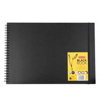 Альбом для зарисовок DERWENT BLACK BOOK, А3, 200гр, 40л спираль, черная бумага 