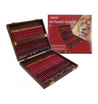 Набор пастельные цветных карандашей DERWENT PASTE, 48 цветов в деревянной коробке