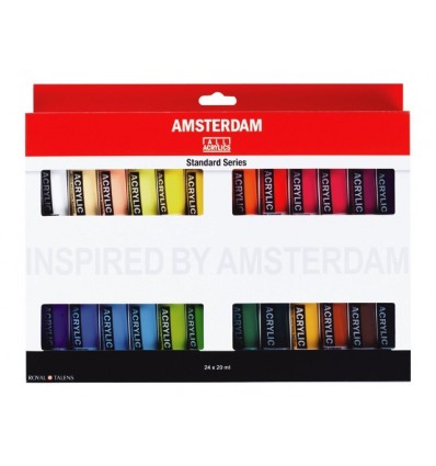 Акриловые краски в тюбиках AMSTERDAM ROYAL TALENS Стандарт, 24 цвета по 20мл