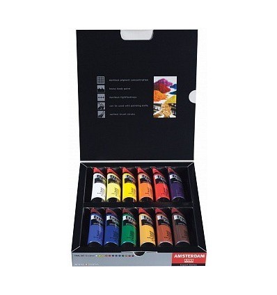 Акриловые краски в тюбиках AMSTERDAM Expert ROYAL TALENS, 12 цветов по 20мл