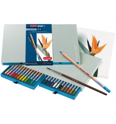 Набор цветных акварельных карандашей Bruynzeel DESIGN, 24 цвета, кисть, в подарочной упаковке