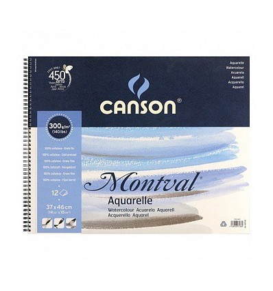 Альбом для акварели CANSON Montval FIN 36*48см, 300гр. 12л., среднее зерно, склейка