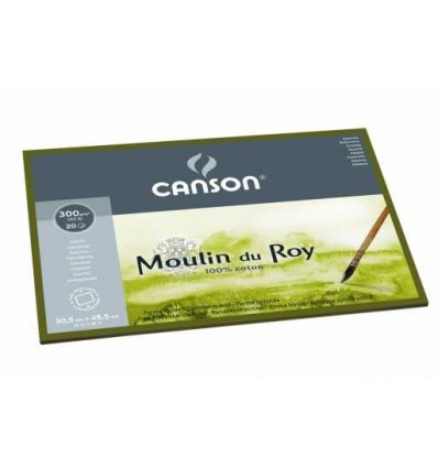 Блок для акварели CANSON Moulin du Roy FIN 30.5*45.5см, 300гр. 20л., бумага мелкое зерно, склейка по 4-м сторонам