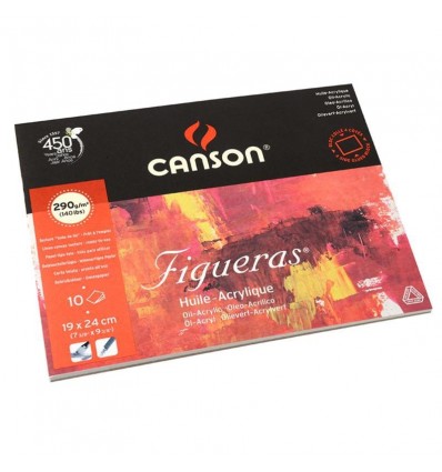 Альбом для масла CANSON Figueras 24*19см, 290гр. 10л., бумага зерно холста, склейка по 4 сторонам