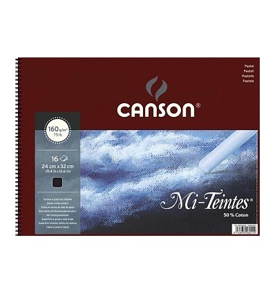 Альбом для пастели CANSON Mi-Teintes 24*32см, 160гр. 16л., бумага фактурная черная, спираль