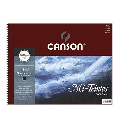 Альбом для пастели CANSON Mi-Teintes 32x41см, 160гр. 16л., бумага фактурная белая, спираль