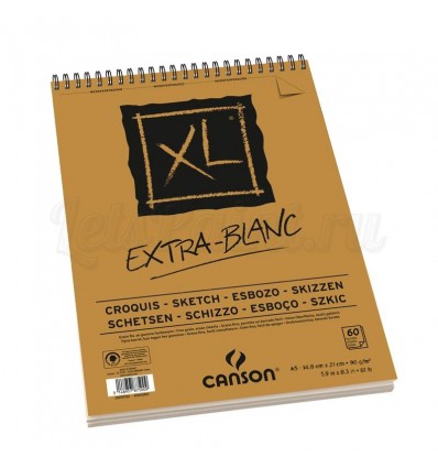 Альбом для пастели CANSON Xl 14.8*21см, 90гр. 60л., бумага Экстра белая, спираль