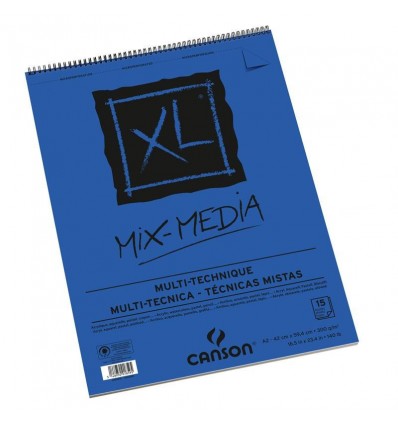 Альбом для акварели, гуаши и акрила CANSON Xl Mix-Media А4 21*29.7см, 300гр. 30л., бумага среднее зерно Fin, спираль