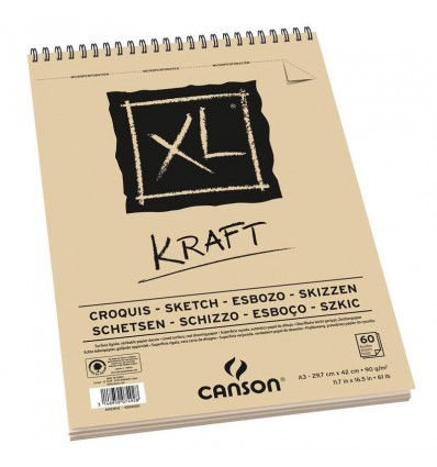 Альбом для графики CANSON Xl Kraft А3 29.7см*42см, 90гр. 60л., крафт бумага, спираль