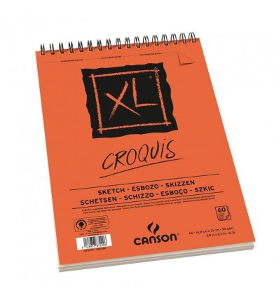 Альбом для графики CANSON Xl Croquis А5 14.8*21см, 90гр. 60л., бумага слоновая кость мелкозернистая, спираль