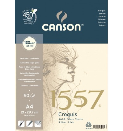 Альбом для графики CANSON 1557 А4 21*29.7см, 120гр. 50л., бумага малое зерно, склейка