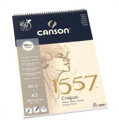 Альбом для графики CANSON 1557 А3 29.7*42см, 180гр. 30л., бумага малое зерно, спираль