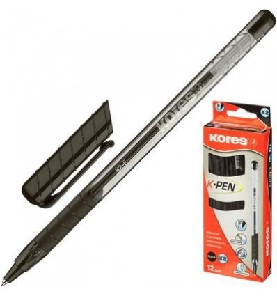 Ручка шариковая Kores К2 с резиновой манжеткой, 0.5 мм, черная