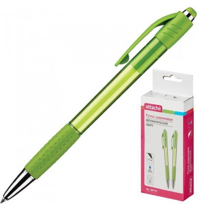 Шариковая ручка автоматическая Attache Happy 0,5 мм, зеленый корпус, синяя