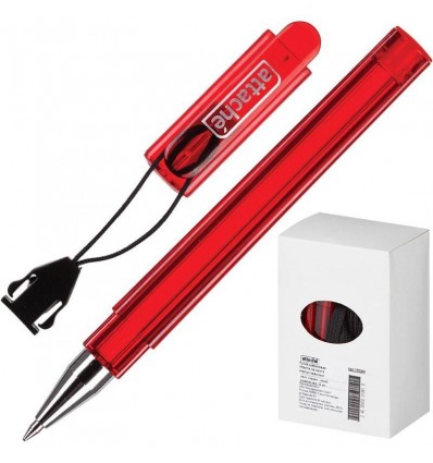 Ручка шариковая Attache на ленте 0,5 мм, красный корпус, синяя