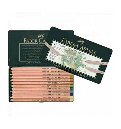 Набор цветных пастельных карандашей FABER-CASTELL Pitt, 12 цветов в металлической коробке