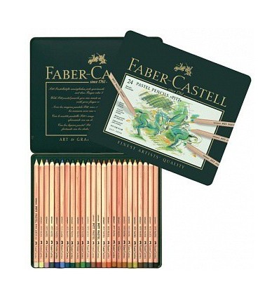 Набор цветных пастельных карандашей FABER-CASTELL Pitt, 24 цвета в металлической коробке