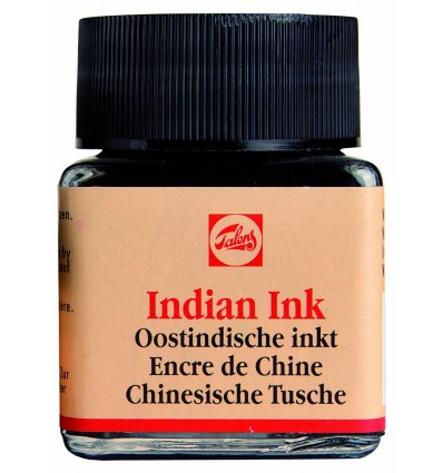 Тушь чертёжно-рисовальная Talens Indian Ink для каллиграфии, 30 мл., Черная