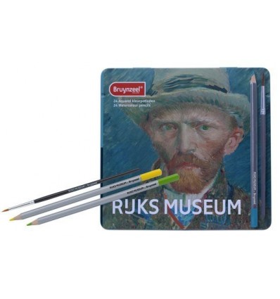 Набор цветных акварельных карандашей Bruynzeel RIJKS MUSEUM Автопортрет Ван Гог, 24 цвета в металлической коробке