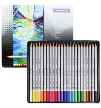 Набор акварельных цветных карандашей STAEDTLER Karat Aquarell, 24 цвета в металлической коробке