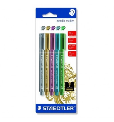 Набор перманентных маркеров STAEDTLER metallic marker, 5 металлизированных цвета, 1-2мм