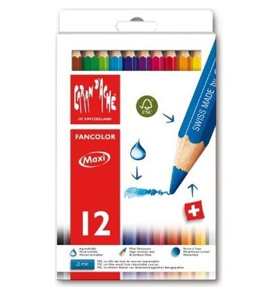 Набор акварельных цветных карандашей Caran d’Ache Fancolor , 12 цветов в картоне