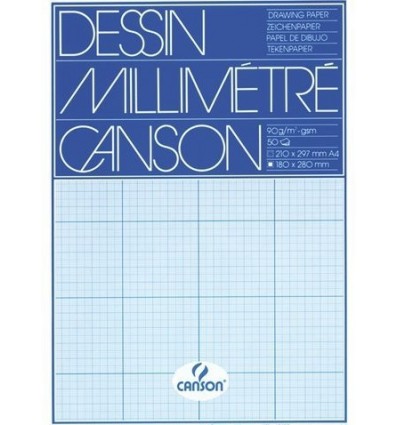 Бумага миллиметровая CANSON А4 21*29.7см, 90гр., синяя 50л/упак