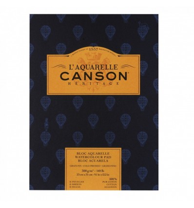 Альбом для акварели CANSON Heritage FIN, 300гр., 23*31см 12л, среднее зерно, склейка