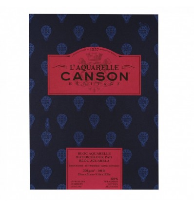 Альбом для акварели CANSON Heritage Satin, 300гр., 23*31см 12л, мелкое зерно, склейка