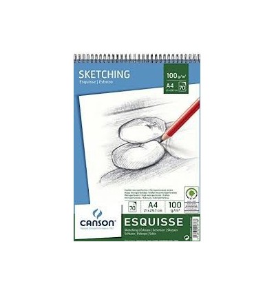 Альбом для графики CANSON Esquisse, 100гр., А3 29.7*42см 50л, мелкое зерно, спиральАльбом для графики CANSON Esquisse А3