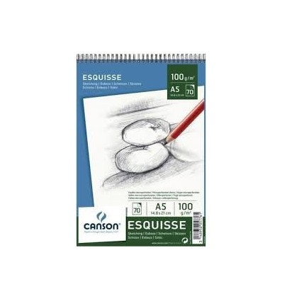 Альбом для графики CANSON Esquisse, 100гр., А5 14.8*21см 70л, мелкое зерно, спираль
