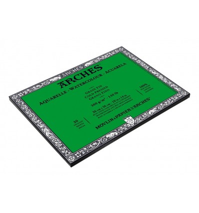 Альбом для акварели Arches FIN 28*36см, 300гр. 20л., бумага мелкозернистая, склейка по 4-м сторонам