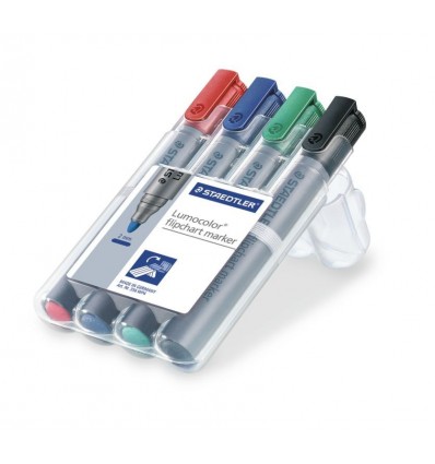 Набор маркеров для флипчартов STAEDTLER Lumocolor 356, 2мм, 4цвета, в пластиковом пенале