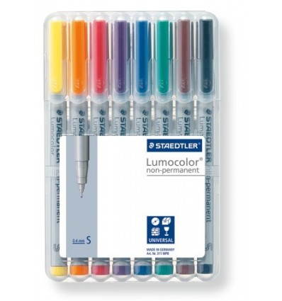Набор маркеров неперманентных STAEDTLER Lumocolor 311, 0.4мм, 8 цветов, в пластиковом пенале